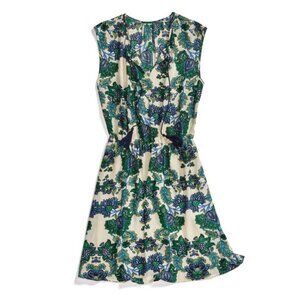 Collective Concepts Green Floral Print Sleeveless Lined Dress Tassel Tie MP NWT